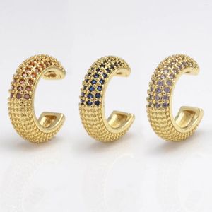 Hoopörhängen C form Cz Ear Clip Cubic Zirconia Fashion Copper Inlagd Zircon Cuff For Women Simple No Pierced Party Fine Jewelry 1 Par