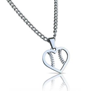 Titanium Sport Accessories Baseball / Softball Heart Pendant With Chain Cut Out Chain Necklace Gold Plated
