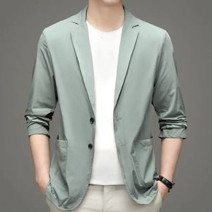 Summer Thin Mens Blazer Jacket Högkvalitativ Fashion Casual Ice Silk Breatble Suit Wedding Suits For Men 4XL 240124
