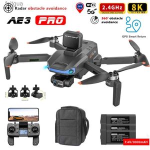 Drony AE3 Pro Max GPS Dron 4K Dual Camera 5G WiFi FPV 3-osiowy gimbal Professional Radar Unikanie Quadcopter 1500M RC Toy YQ240211