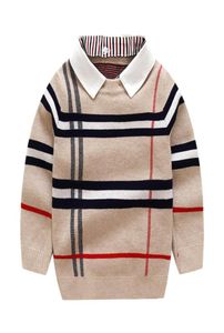 Kids Fashion Plaid Plaid Cotton Pullover Sweater 6 ألوان عيد الميلاد أطفال طباعة سفن الصوفية Jumper Blends Boys Girl8318678