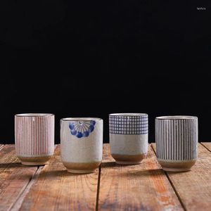 Bicchieri in stile giapponese, tazza in ceramica grezza, ceramica creativa, dipinta a mano, impilabile, per vino, ristorante, tè casual elegante e retrò