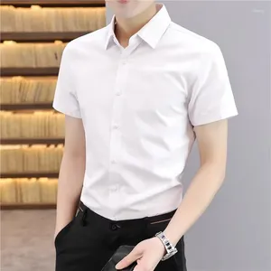 Мужские повседневные рубашки высокого качества, брендовая мужская облегающая классическая рубашка с коротким рукавом, одежда больших размеров, деловая одежда B01700