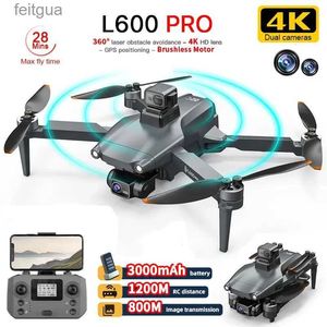 DRONES L600 PRO GPS DRONE 4K Professional HD Dual Camera Hinder Undvikande 5G WiFi RC Distance 3KM Brushless Foldble FPV Quadcopter YQ240211