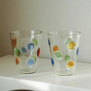 Wine Glasses INS Color Polka-dot Cute Water Glass Cup High Borosilicate Single-layer Home Tea Shop Coffee Beer