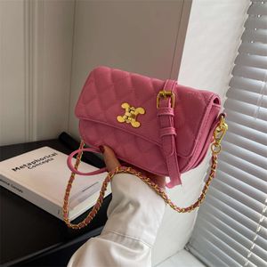 Korean Version Small 2023 New Spring and Summer Diamond Grid Chain High-end Feeling Women's Single Shoulder Crossbody Bag 75% factory direct sales