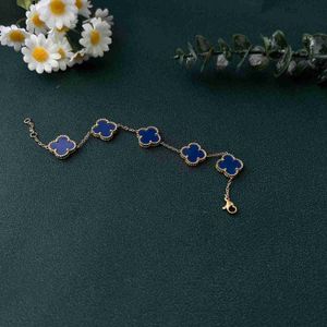 Designer Jewelrys Van Four Leaf Clover Bracelet Cleef Braclet Clover bracelet 5 Flower Blue Lucky Bracelet Four Leaf Grass Net Red 18K Gold Plated New Fashion Non Alle