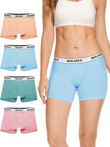 Molasus 4.5 Inseam Women's Trunks Underwear Soft Stretch Cotton Boxer Briefs Ladies Anti Chafing Boy Shorts Panties Plus Size 240131
