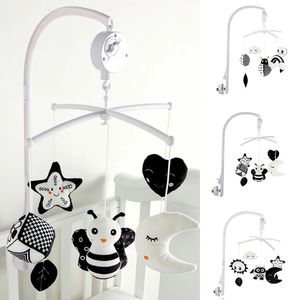 Baby Crib Bell Animal Music Box Black and White Bed Bed Rattles Baby Toys 0-12 شهرًا