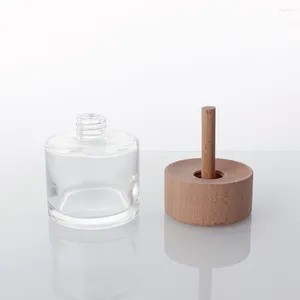 Storage Bottles 50ml Diffuser With Wooden Cap DIY Mini Refillable Fragrance Jars Glass Car Bottle