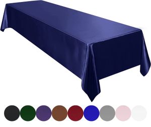 LZ Satin Party Tablecloth Table Cover Rectangle Bright Silk Smooth Fabric Decor 240127