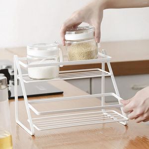 Hooks Spice Rack Organizer Seasoning Bottle Jar Shelf Multifunctional Home Kitchen Organizing Storage Double Layer