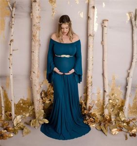 Novo ombro sem ombros vestidos de maternidade longos mulheres gravidez pogal prop maxi vestido de maternidade para grávida po shoot8453581
