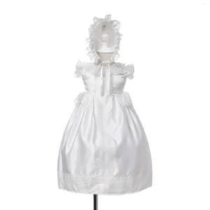 女の子のドレス0-24ヶ月の結婚式の素敵なプリンセスベスティド幼児の女の子の女の子の服アイボリーレースバプテスマドレスパーティーobf228413