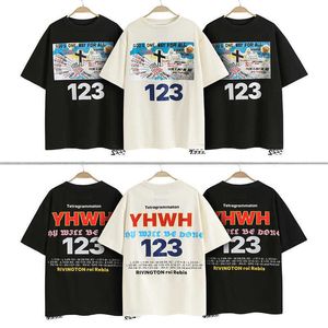 RRR123 Men's T-Shirts Rrr123 24ss designer co branded fog washed Vintage church cross loose round neck short sleeve mens T-shirt