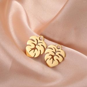 Charms EUEAVAN 5pcs Tropical Leaves Stainless Steel For Necklace Bohemian Palm Leaf Charm Monstera Pendant Jewelry Making