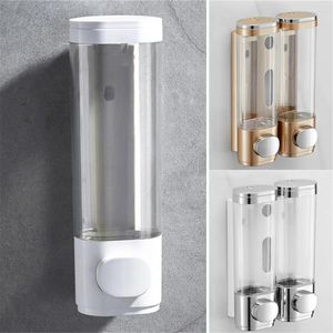 Dispensador de sabão líquido montado na parede banho chuveiro gel shampoo recipiente única/dupla mão lavadora el família acessórios do banheiro
