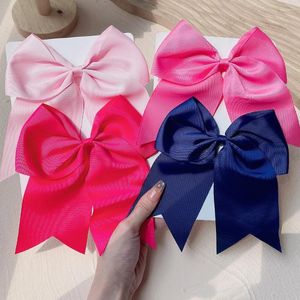 Hair Accessories 1pcs Solid Color Big Bows With Elastic Ties For Girls Ribbon Bowknot Band Rubber Headwear Kids