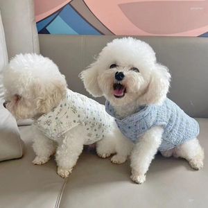 Roupas de vestuário para cães com pequenos padrões florais colete engrossado pet outono inverno gatos e roupas de tamanho médio filhote de cachorro