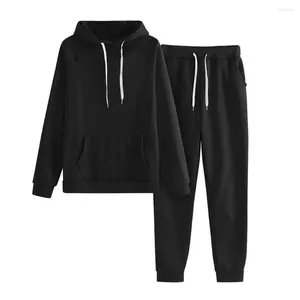 Women's Two Piece Pants Cargo Pocket Hoodie Sweatpants 2-piece Set With Drawstring Waist Patch Pockets Long Sleeve Solid For Spring