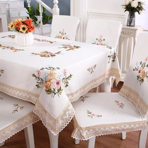 Toalha de mesa bordada chinesa, arte pastoral, toalha de mesa redonda de algodão, pequena, fresca e simples 240131