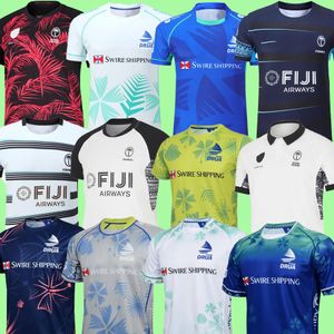 2024 Fiji Rugby Jerseys squadra nazionale a sette Coppa del Mondo 2023 sistema da 7 persone casa lontano bianco rosso blu nero S-5XL FIJIAN DRUA manica corta 22 23 24 25 Football americano