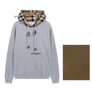 Light Burberies Burbreries Mens Hooded Original Luxurious Standard Top Edition High Quality Plaid Trend Pullover Långärmad tröja Löst 1388