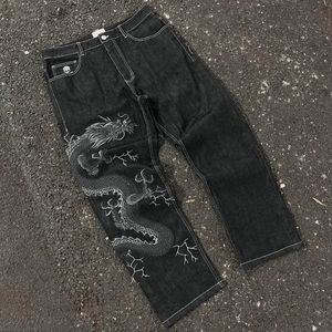 Americano high street print jeans homens y2k goth harajuku punk tendência pé largo jeans casal casual solto calças de moda 240126