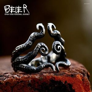 Cluster Rings BEIER 2024 Unique Design Octopus Beard Ring Special Shape Men's Stainless Steel Punk Biker Jewelry Wholesale