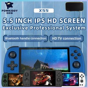 POWKIDDY X55 Retro Handheld Game Console Original Linux Systems 5.5 Inch HD 1280*720 IPS Screen Support Multiplayer Video Player 240124