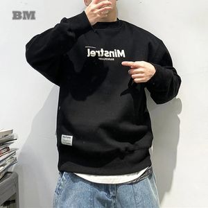 Moda coreana hip hop moletom roupas masculinas japonês streetwear solto crewneck pulôver harajuku casual na moda esporte topos 240201
