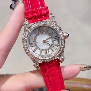 The new full diamond watch Imported quartz movement cowhide strap Sapphire crystal glass AAA