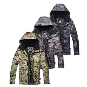 Camuflagem masculina terno de neve snowboard jaquetas casacos de esqui à prova dwindproof água à prova de vento inverno trajes ao ar livre para masculino tamanho grande 240122