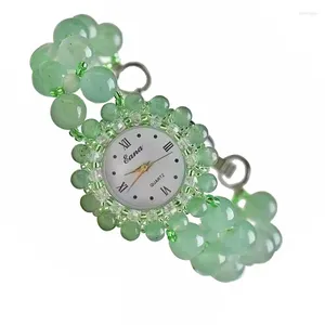 Armbanduhren 2024 Damen Natur Jade Handgelenk Armbanduhr für Frauen Quarz Armbanduhr Mädchen Studenten Geschenke