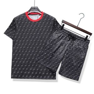 Summer Mens TrackSuits Luksusowy projekt dwuczęściowy garnitur sportowy klasyczny F Printing z krótkim rękawem sportowa odzież bawełniana kombinezon joggingowy