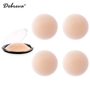 DOBREVA 1 Pair Silicone Sticky Bra Women Non-Adhesive Nipple Pads Covers Reusable Breast Petals Ultra Thin Pasties with Box240129