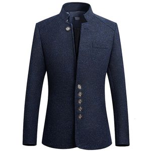 Custom Blazers Chinese Style Stand Collar Printed Suit Jacket High End Business Casual Large Size M5XL 240125