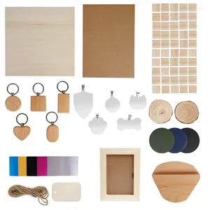 Pcs Laser-Engraving Machine Engraver Material Kit Set Test Piece Metal Pendant Log Plywood Wooden Handicraft Ornament