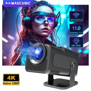 Magcubic 4k nativo 1080p android 11 projetor 390ansi hy320 duplo wifi6 bt50 cinema ao ar livre portátil projetor atualizado hy300 240125