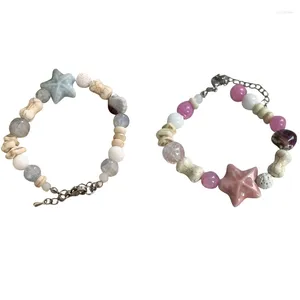 Strand Sweet Macaron Starfish Charm Bracelet Trend Hand Chain Statement Piece Aesthetic Y2k Fun Fashion Ie Jewelry Gift
