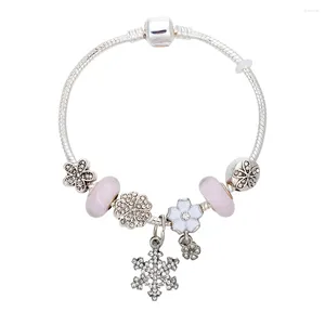 Charmarmband viiovia design pulcera vit snöblomma charm för kvinnor diy pärlor passar original armspetsar smycken gåvor