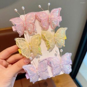 Hair Accessories 4/6pcs Cute Barrette Butterfly Hairpin Sweet Headwear Clips Ornament Rainbow Women Girls