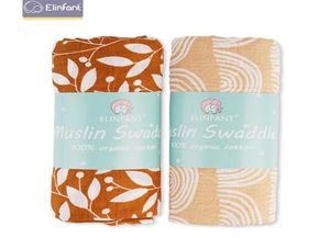 ELINFANT 2PCS MUSLIN COTTONT SWADDLES洗える赤ちゃんの毛布のためのベビーブランケットブラックホワイトガーゼバスタオル201130262Z1176292