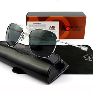Pilot Sunglasses Men Top Quality Brand Designer AO Sun Glasses 55mm For Male American Army Military Optical Glass Lens QF555 240124