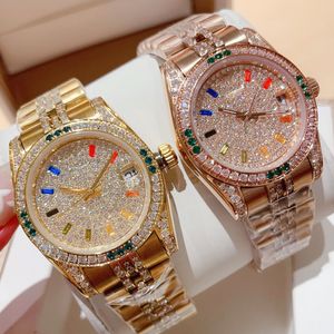 Bust Down Fashion Quartz Watches Rose Gold Ladies Watch Swarovski Crystal Diamond Luxury Watch Designer 31mm Wristwatch for Women Montre De Luxe Relojmujer with Box