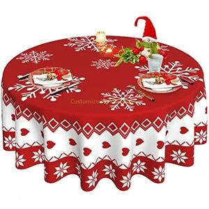 Toalha de mesa de Natal Red Round Christmas Tablecloth 60 polegadas lavável reutilizável inverno floco de neve para festa de férias 240123