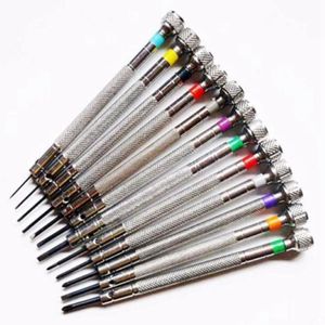 Reparatur-Werkzeug-Sets, 0,6 mm-2,0 mm, 13-teilig, Uhrmacher-Schraubendreher-Set, Uhrengläser, flache Klinge, sortiert, Schlitz-Set, Juweliere WA1295B