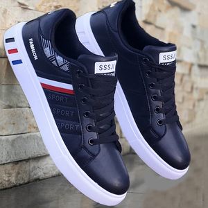 White Sneakers for Men Korean Style Spring Fashion Casual Lace Up Round Toe Flat Running Shoes Zapatillas Deportivas Hombre 240125