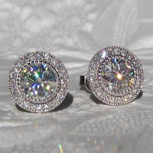Kvinnliga män Luxury Stud Earring Micro Round Shining CZ Diamond Wedding Engagementörhängen för älskare gåva