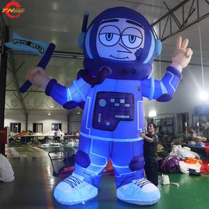 Atacado atividades ao ar livre 8mH (26 pés) astronauta inflável azul com óculos modelo de astronauta inflável desenho animado com ventilador de ar para venda 001